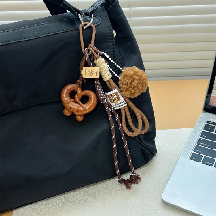 Unique Alkaline Bread Shape Braided Rope Pendant Unique Bag Charm for Those Seeking Distinctive Fashion Accessories