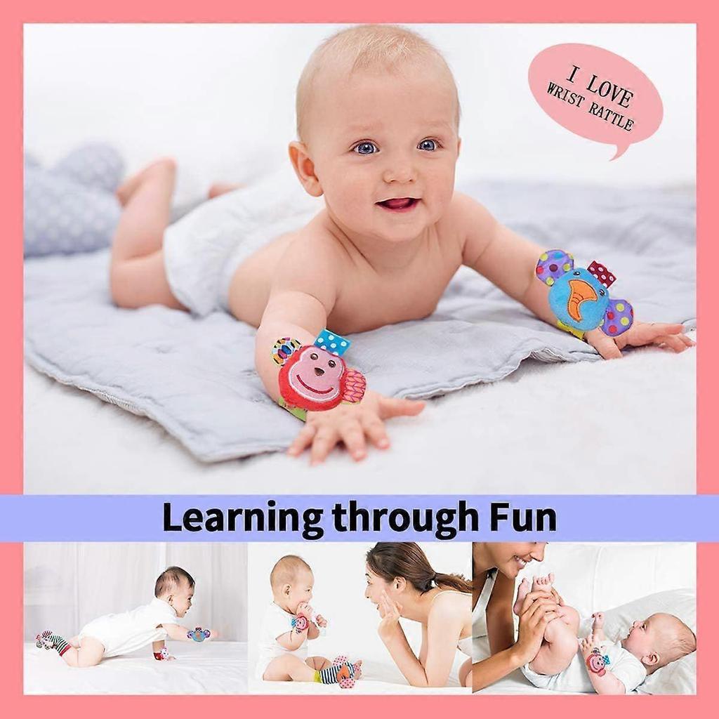 Baby Rattle Toys Soft Foot Finder Socks Wrists Rattles Ankle Leg Hand Arm Bracelet Acivity Rattle Baby Present Essentials for Baby(A)