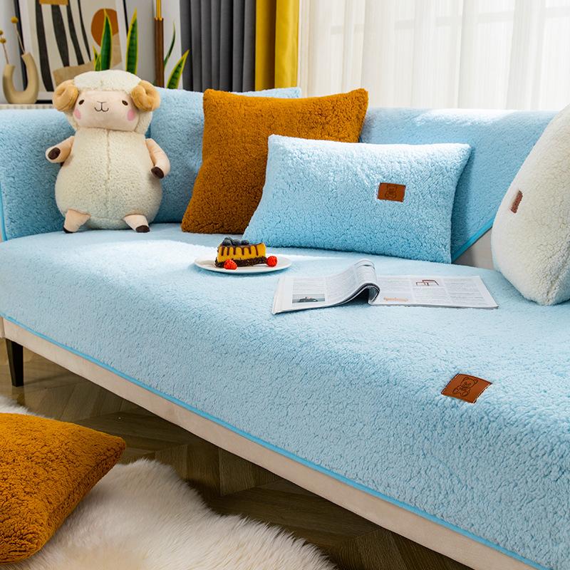 Winter Sofa Cushion Thickened Fleece Non-Slip Seat Cushions Simple Modern Warm Sofa Cover Slipcover
