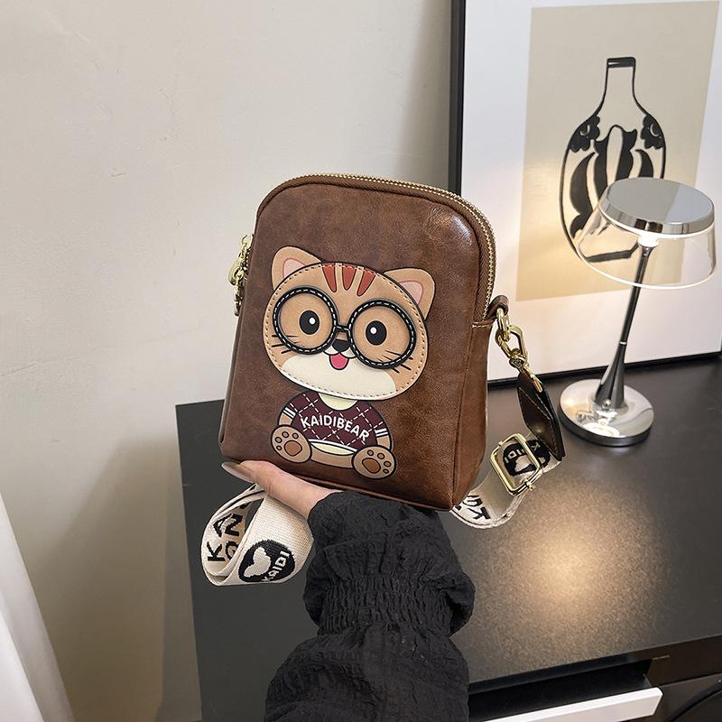 2025 Hello Kitty Women's Cute Cartoon Bear Multi-Layer Crossbody Phone Bag