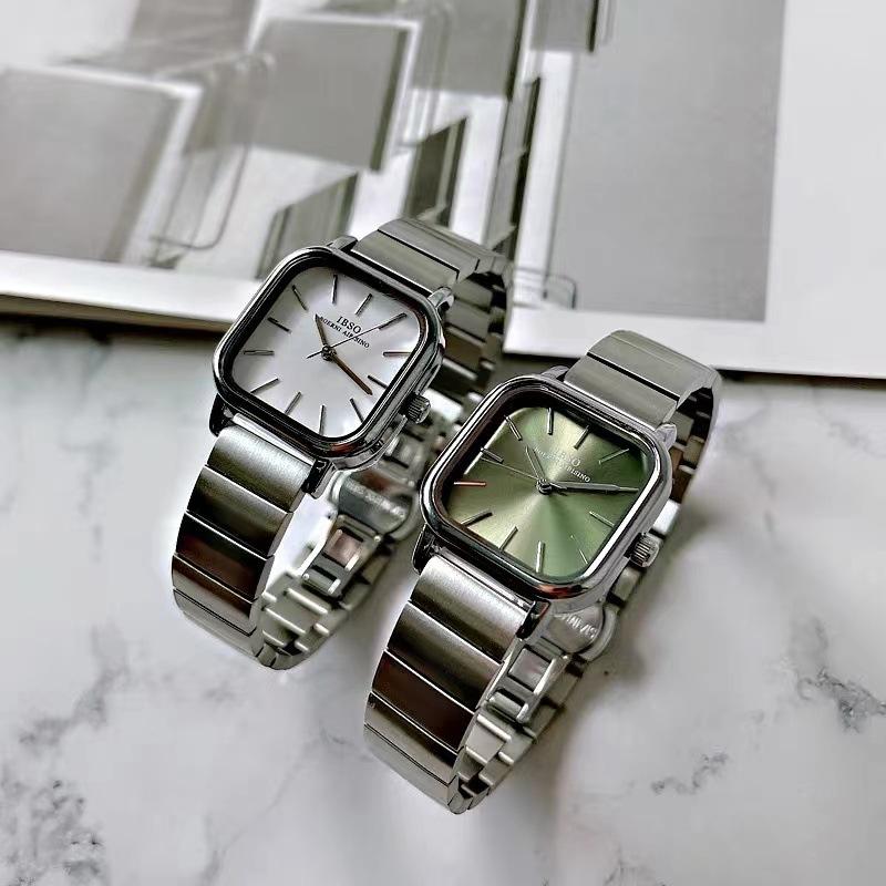 Klein Groen Horloge Mode Roestvrij Staal Klein Vierkant Horloge Quartz Horloge Dames