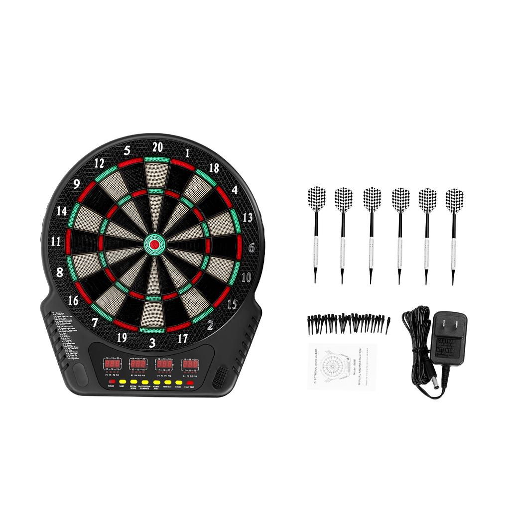 16 Player Electronic Dart Board, 27 Game Modes with Voice Prompt & LED Display, Soft Tip Darts for Home, Bar, Party Game Night