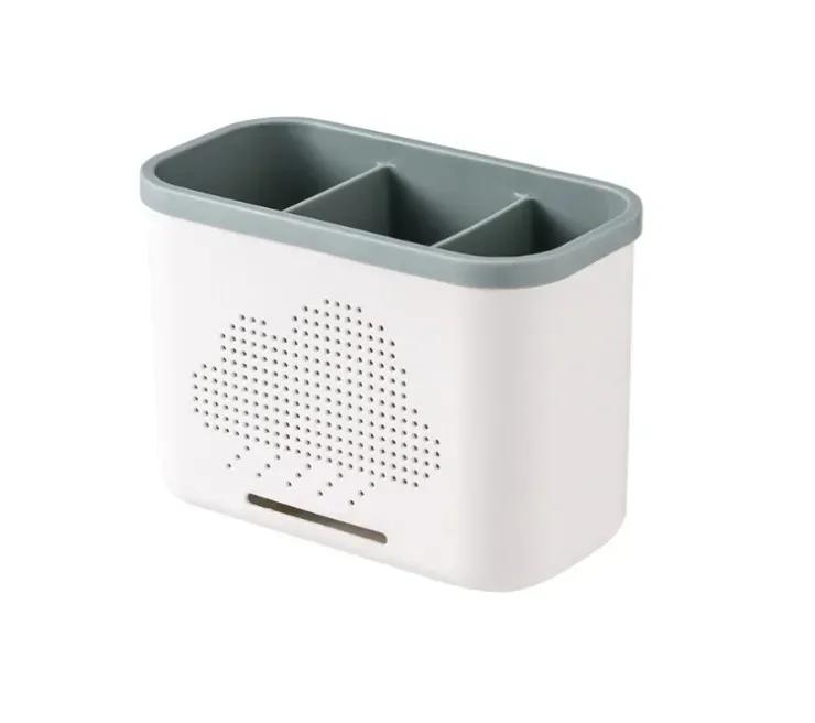Kitchen Double Layer Drain Chopsticks Cage Multifunction Cutlery Hollow Drainer Storage Rack Knife Holder Tableware Organizer