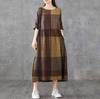 New Arrival: Cotton Plaid Mid-Length Loose Casual Dress
