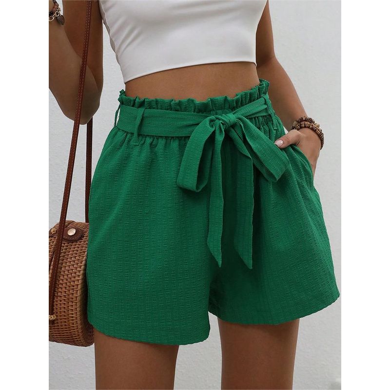 European and American Leisure Summer New Arrival Women's Clothing High Waist Shoelace Loose Wide Leg Shorts