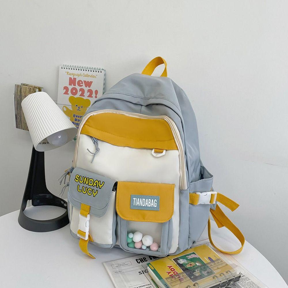 

Холщовый школьный рюкзак в корейском стиле, на двойной молнии, повседневный, большой вместимости, унисекс blue-style1