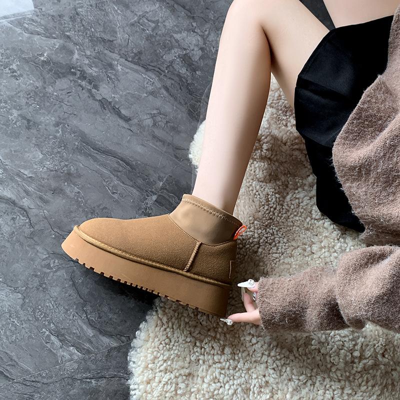 Damesko Stor Størrelse Myk Såle Vinter Varm Pels En Anti-skli Snøstøvler Vattert Fôret Ankelstøvletter Utendørssport Bomullsstøvler