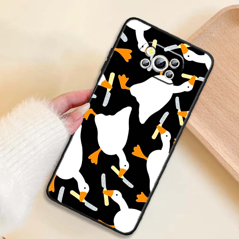 Cartoon Anime Duck Pattern For Xiaomi Mi Poco F3 F4 F5 F6 X3 X4 X5 X6 X7 M3 M4 M5 M6 M7 GT Pro 5G Black Phone Case