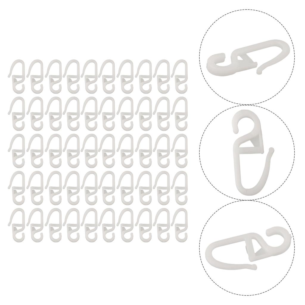 50pcs Curtain Folding Hooks Window Curtain Hanger Hanging Hook Strong Tension Clip Holder Poles Tracks Household Accessories