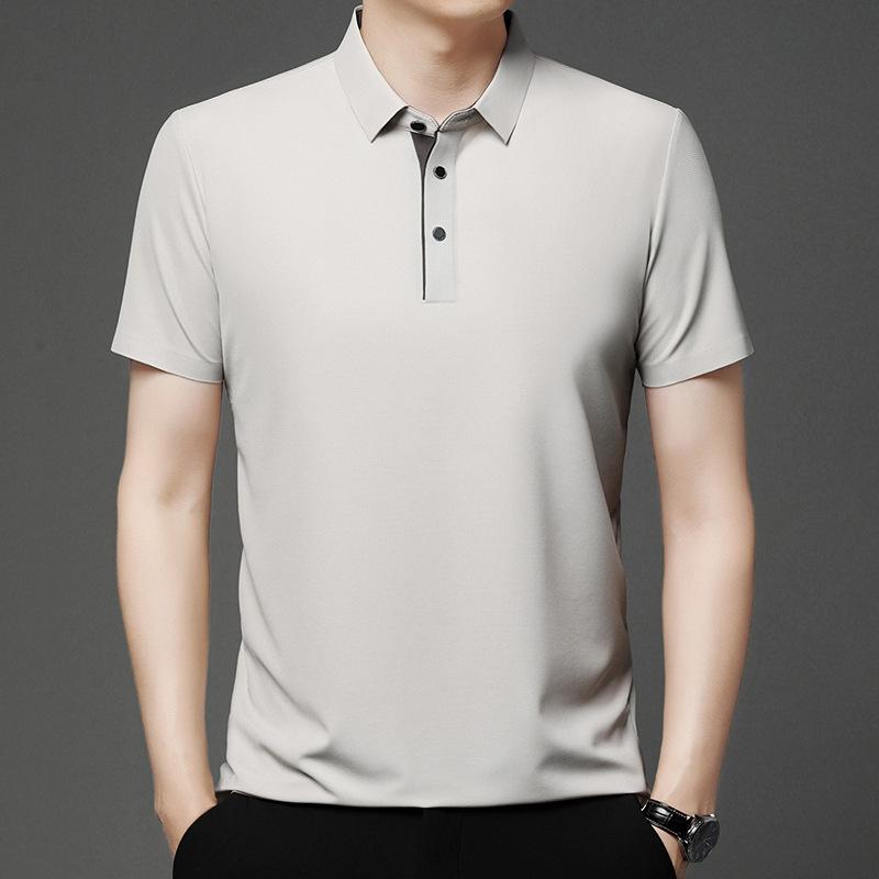 

Однотонная рубашка-поло в стиле business casual, летняя модная повседневная, с коротким рукавом, удобный и дышащий топ M грязно-белый