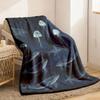 Navy Blue & White Marine Life Flannel Throw Blanket Heavyweight 250gsm Jellyfish & Whale Shark Print Dark Blue Ocean Theme for S C