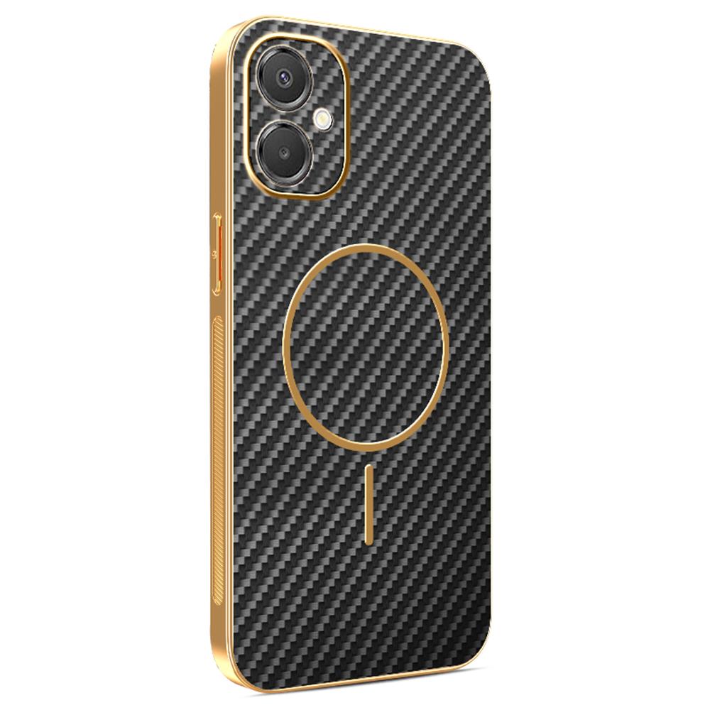 Phone Case For Samsung Galaxy A06 5G/F06 5G/M05 4G/M06 5G Carbon Fiber Textured Electroplated TPU Back Cover