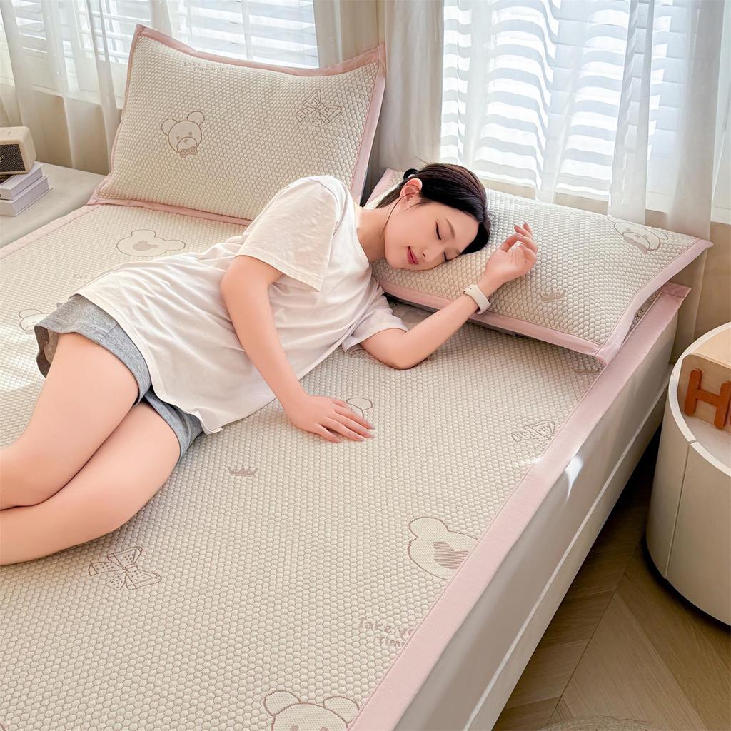 A-Class Ice Bean Cool Mat Set: Washable, Soft, Single Dorm Mat, 3-Piece for Home Use