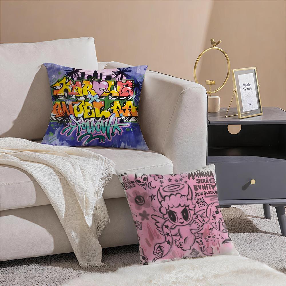 Singer K-Karol G Cushion Cover Breathable Linen Pillowcase Summer Odorless Eco-Friendly Invisible Zipper Washable