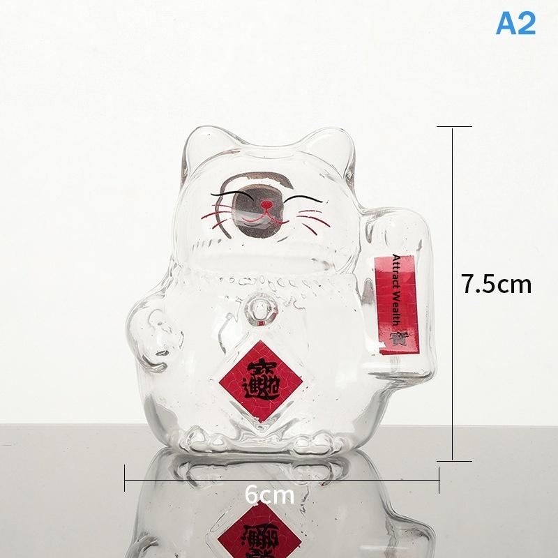

Cute Cartoon Cat Piggy Bank Clear Glass Money Jar Mini Golden Bean Storage Bottle For Living Room Office Decor Desktop Use A2