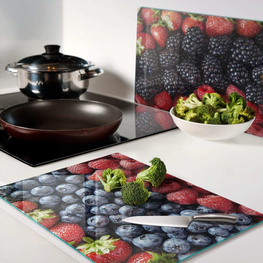 Tempered Multifunctional Decorative Glass Boards Forest Fruits 2x40x52 Cm