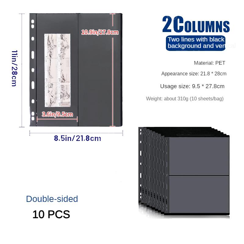 Standard 9-hole Double-sided Black Background Photo Album with Large Capacity for Stamp Collection and Paper Currency Collection