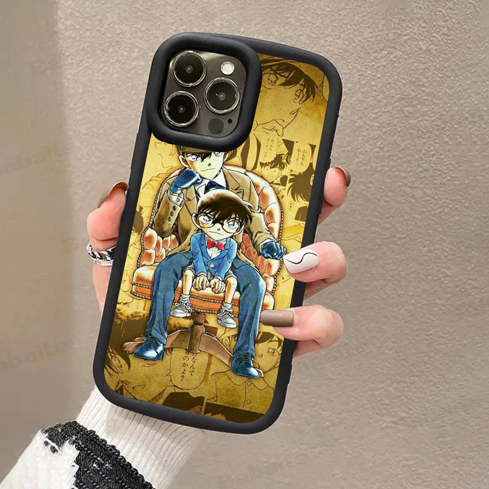 Detective Conan CARTOON For IPhone 17 Pro Max 16 15 14 13 12 11 Plus Black Soft Phone Cover