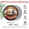 2D Flat Aluminum Welcome Sign Round Metal Sign with Cute, Rustic Farmhouse Spring Summer Porch Wall Hanging for Cat Lovers, Pre-Drilled Holes for