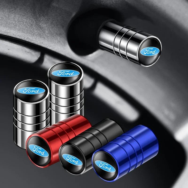 New 2026 Car Sticker For Ford 4PCS Metal Car Wheel Stem Cover Tire Valve Caps For Ford Kuga Focus 2 3 4 Fiesta Ecosport Mondeo M