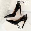 Bigtree Fashion Sexy Nightclub 7.5-10.5CM High Heels Fine Heel Shallow Mouth Pointed Rivet Single Shoes