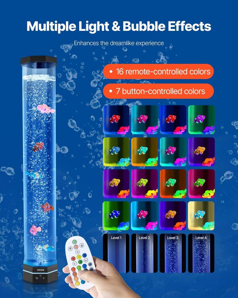 Blasensäulenlampe 16 Farben 80 cm Sensorisches Aquariumlicht zur Entspannung Beruhigend