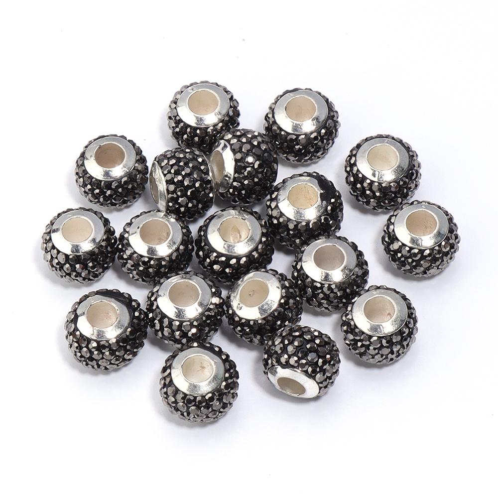 10Pcs/Lot Rhinestone Crystal Shambhala Ball Beads Colorful Polymer Clay Beads Big Hole Loose Spacer Beads For Jewelry Making