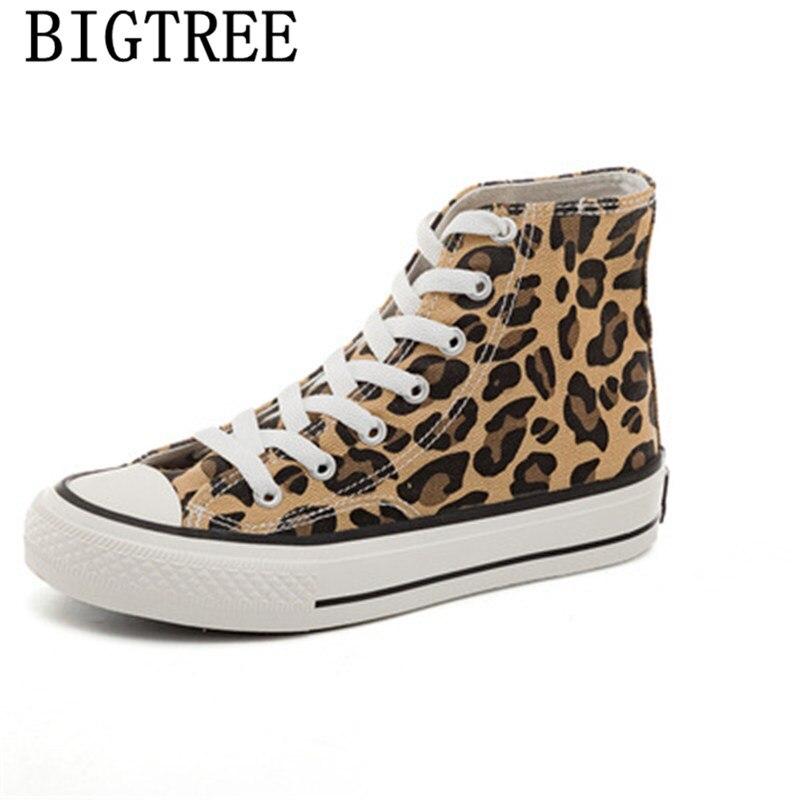 Buy High Sneakers Ladies Casual Shoes Women Canvas Shoes Leopard Sneakers Harajuku Shoes Fashion