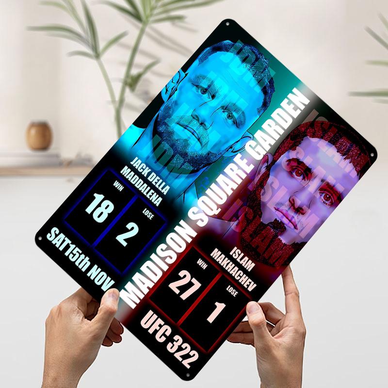 322 Fight : Della Maddalena Vs. Makhachev Printed Poster Customized Wall Art Retro Vintage Metal Tin Signs for Room Office Decor