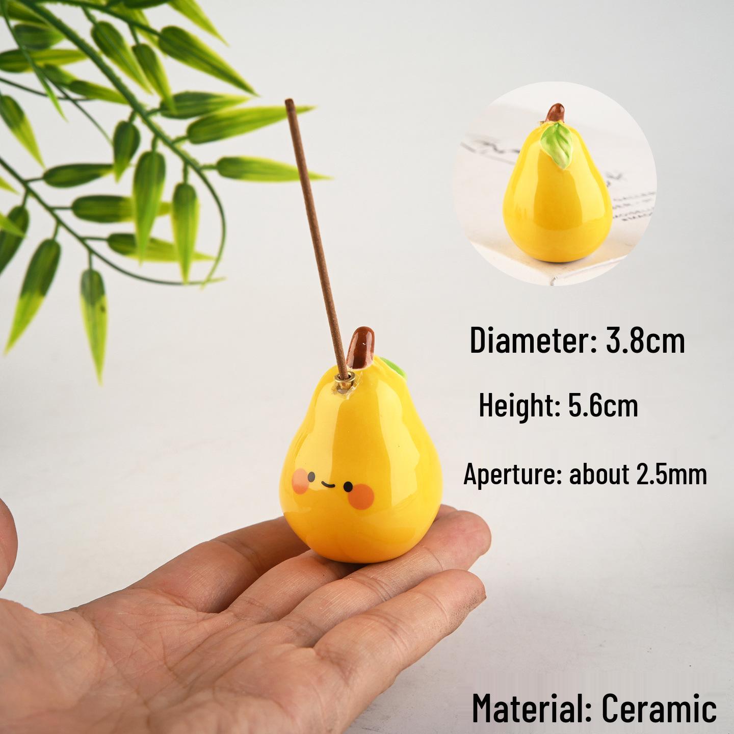 Ins Style Smiling Duck Pear Line Ceramic Incense Holder - High-End Sandalwood and Fruit-Shaped Decoration