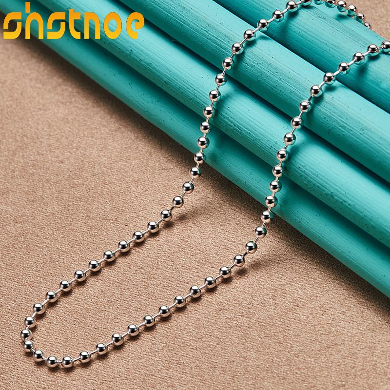 SHSTONE 925 Silver 2mm 18 Inch Ball Bead Chain Necklace For Women Party Engagement Wedding Fashion Charm Jewelry Gifts