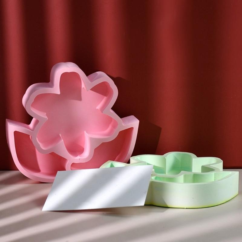 Flexible Sturdy Silicone Epoxy Resin Castes Mold Flower Shaped Tray Dishes Molds for Craft and Home Decoration