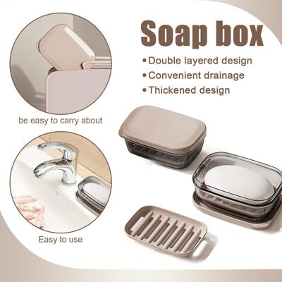 Shower Wall Soap Box With Soap Protector Cover, PP Material Soap Box