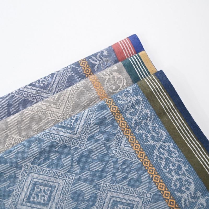 Cotton Jacquard Handkerchief For Men Soft Quick Drying Classical Pattern Pocket Square Hankie For Grooms Weddings Party