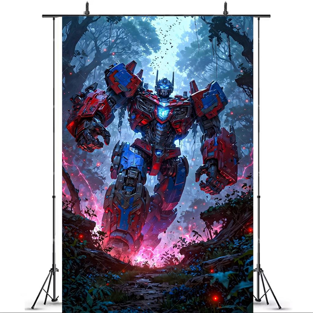 Robot Transformersed Them Party Decor Boys Birthday Backdrop Bumblebee Mechanical Warrior Party Supplies Decor Background287