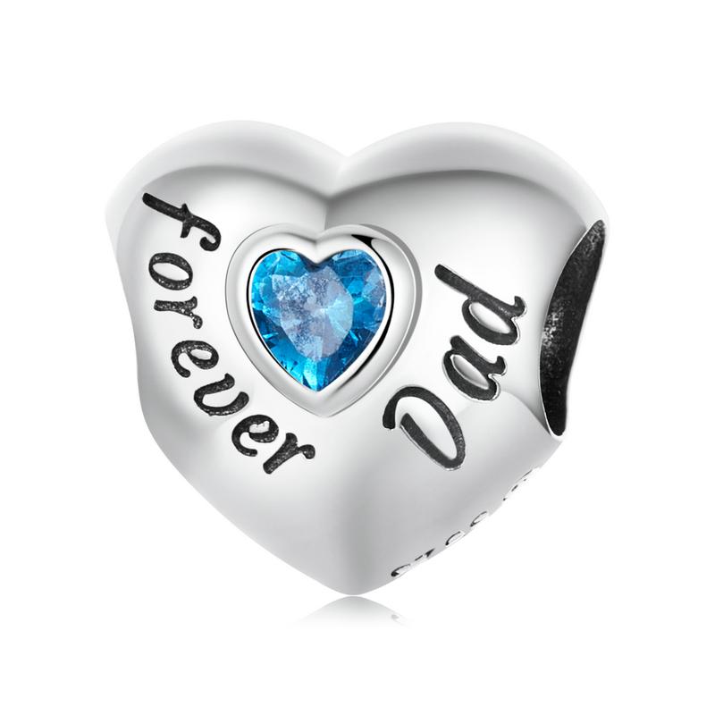 

BISAER copper Heart Collection Charm Bead Colorful Zircon Pendant Compatible With Family Mothers Day Birthday Bracelets Do It Yourself Jewellery