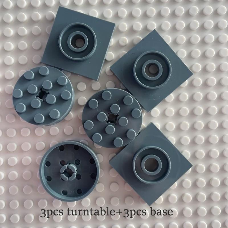 

6 шт./3 набора MOC Сцена Строительные блоки Совместимые Мелкие детали Круглая пластина 4x4 Строительные блоки Поворотный стол