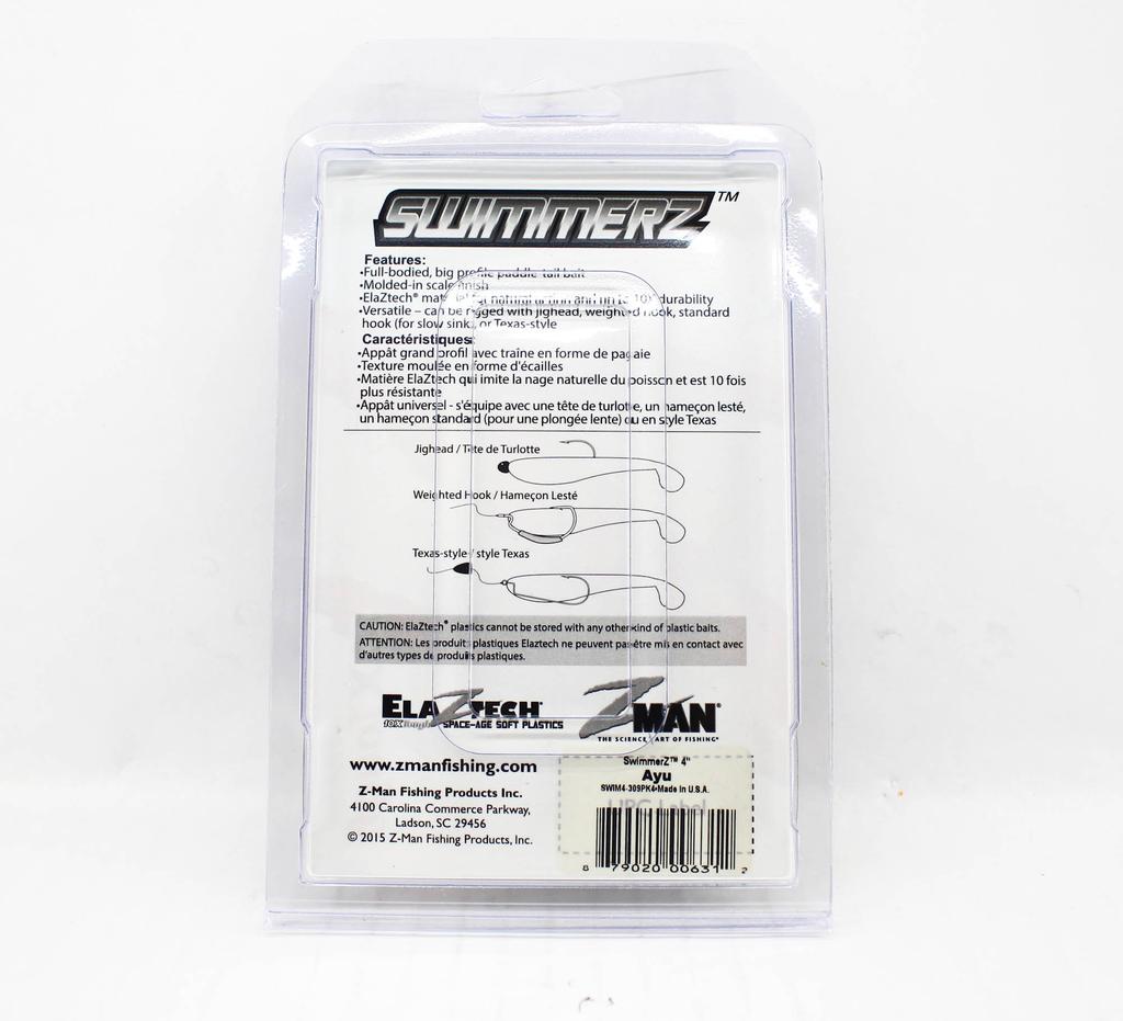 Zman Soft Lure SwimmerZ 4 Inch 4/Pack Ayu (6312)