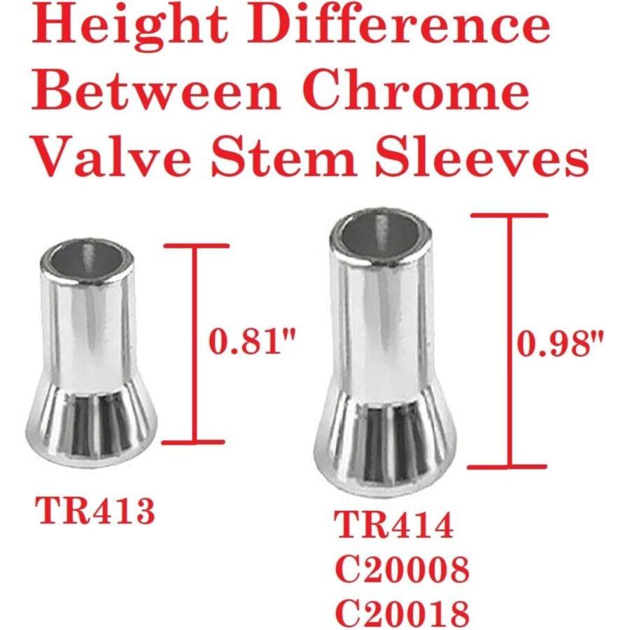 Universal TPMS Chrome Valve Stem Sleeve Covers and Cap Dress Up Kit- Set of