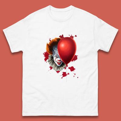 IT Pennywise Clown With Balloon Halloween Evil Clown Costume Horror Movie Serial Killer Mens Tee Top