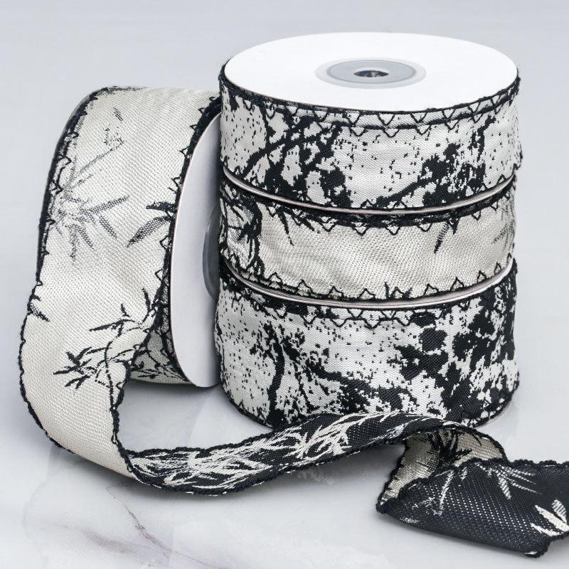 Chinesischer Stil Landschaft Tinte Bambus Drucken und Färben Imitation Hanfband Handgefertigtes DIY Schleifenband Geschenk Kuchen Verpackung Band Heimdekoration