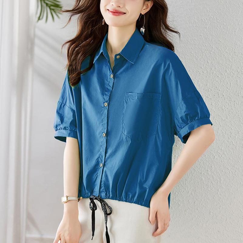Shirt Women's Short Sleeve Summer New Top Korean Edition Fashion Pure Cotton Shirt