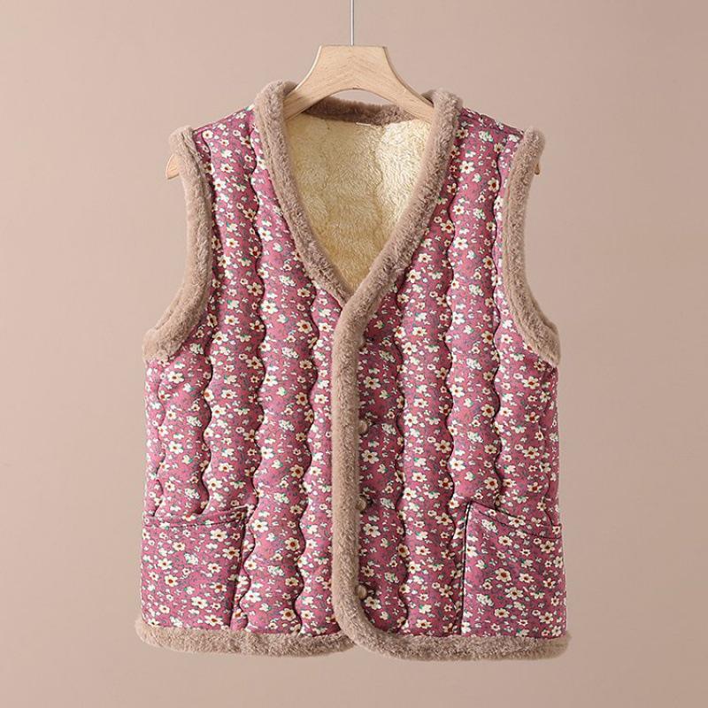 

Теплые жилеты на бархатной подкладке для женщин среднего и пожилого возраста — идеально подходят для осени и зимы 5XL for 150-160 lbs фиолетовый