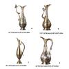 Contemporary Vintage Antique Bronze Metal Vases Geometric Embossed Texture Artistic Decors Flower Arrangement Container