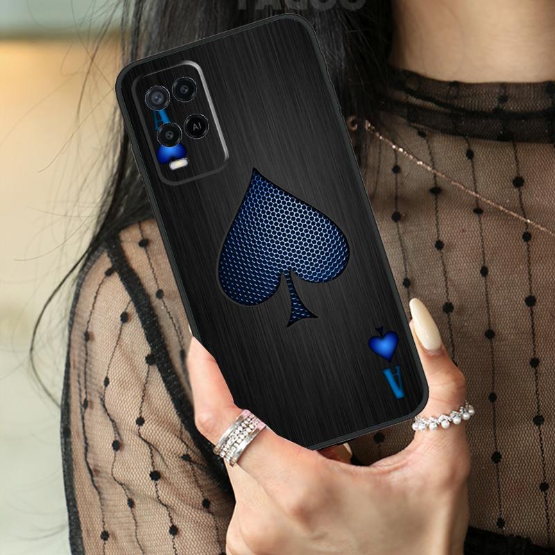 Ace of Spades Poker Case For Oppo A16 A76 A96 A17 A18 A60 A80 A40 A38 A58 A78 A98 A94 A74 A54 A15 A57 A77 A5 Pro