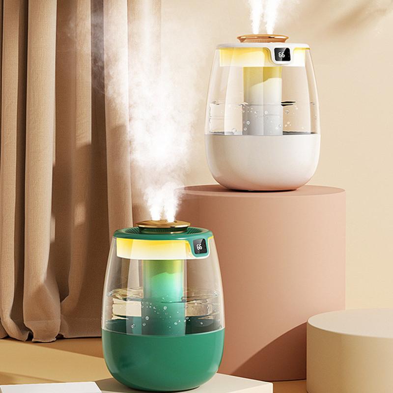 Indoor Double Spray Water Replenishing Air Purification Sprayer Nightlight 2-in -1 Silent Large Capacity Humidifier