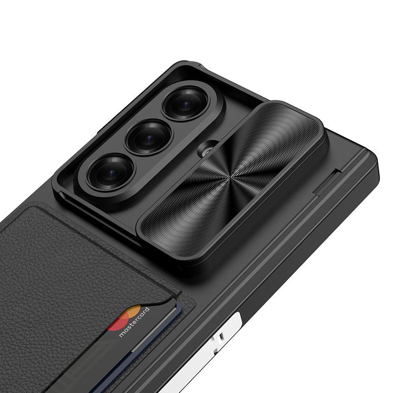 Suitable for Samsung Z Fold7 Mobile Phone Case Folding Screen Business Leather Card Bag Push Window Magnetic Suction Protection Case