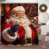 Christmas Shower Curtain Funny Santa Claus Shower Curtain Retro Xmas Holiday Washable Bathroom Decor Bath Curtain With Hooks