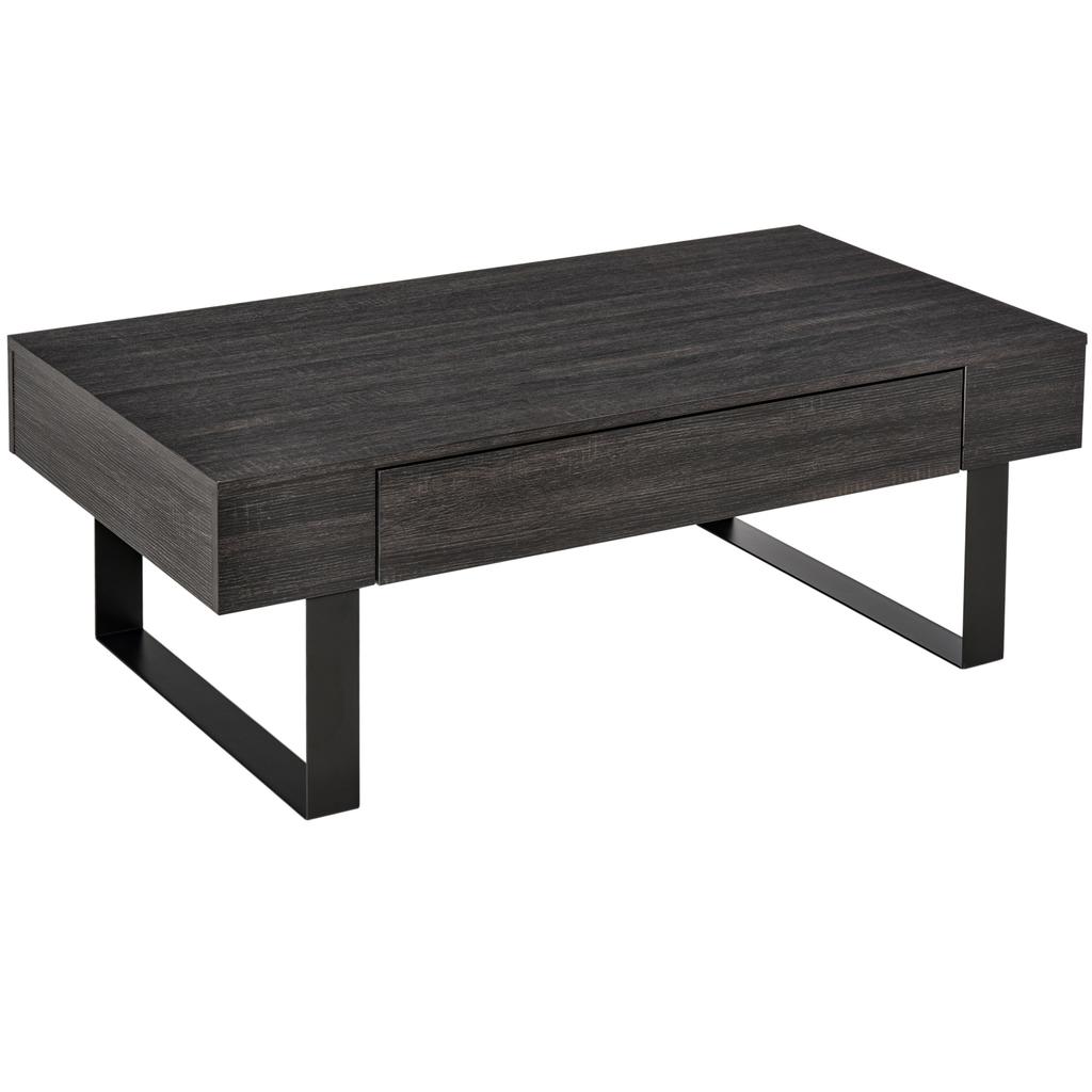 Coffee Table Living Room Table with Drawer, Modern Sofa Table with Metal Frame, Side Table, Coffee Table for Living Room 110 x 60 x 40 cm, Dark Grey