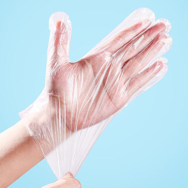 100Pcs Latex Free Gloves Pe Disposable Gloves Transparent Non-Slip Acid Work Safety Food Grade Household Cleaning Gloves